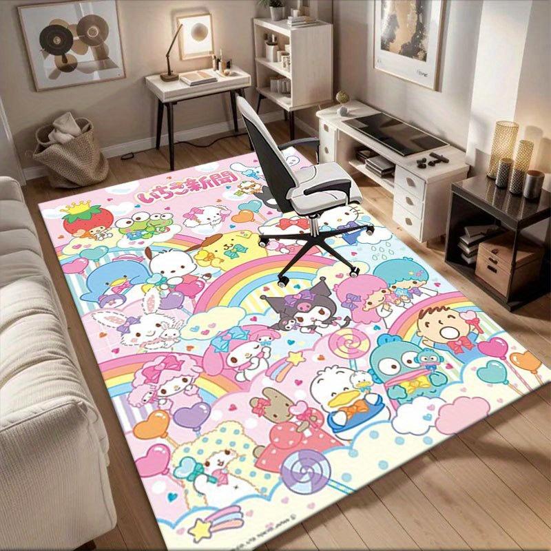 1 шт. Офисный ковер с принтом Sanrio Melody Русалка, Прямоугольный коврик под стол, Идеальный декор для гостиной, спальни, кухни, Нескользящий коврик для пола