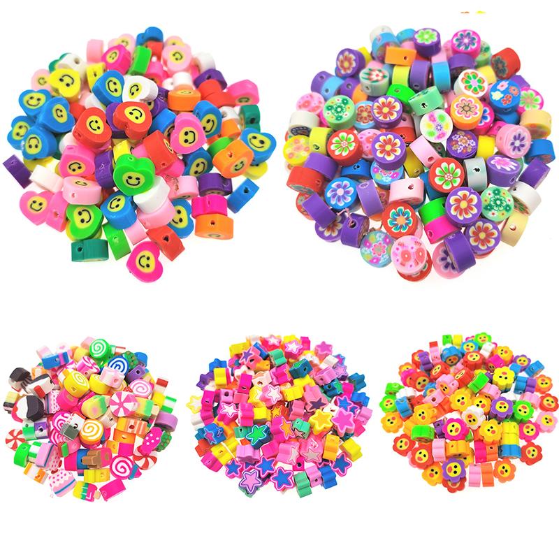 Creative New Spacer Clay Beads Handmade 10Pcs Jewelry Accessories Diy Bracelet For Jewelry Making Round Beads Colorful Soft Ceramics Flower Star