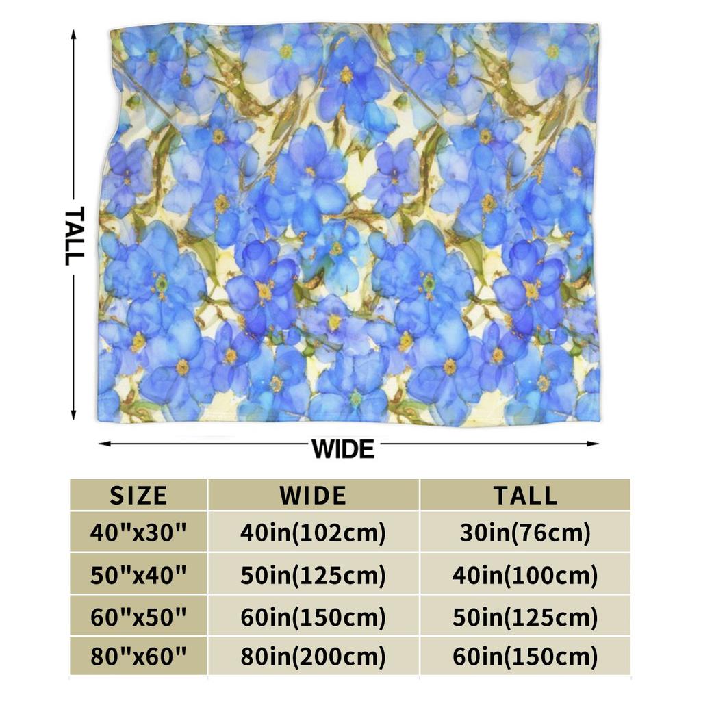 Golden Petals In Sapphire Bloom Personalized Comfortable Gift An UltraSoft Micro Fleece Blanket