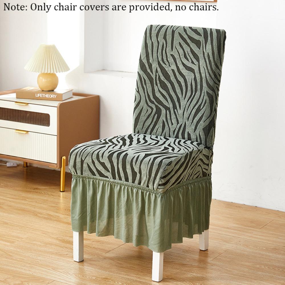 Elastic Skirted Chair Cover Dustproof Removable Wear-Resistan Seat Cover Jacquard Wave Pattern Living Room Chair Cover