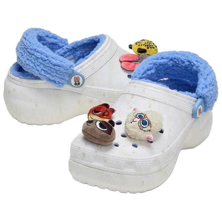 Disney Zoo Topia 2 x Crocs Classic Platform Clog Белый Синий Женские Кроссовки Коричневый 211751-90H