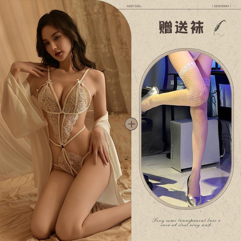 Сексуальное белье чистый флирт сексуальное кружево соблазнение комбинезон горячий полый открытый униформа женская пижама