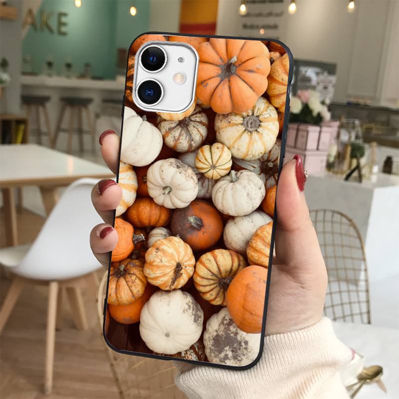 Pumpkin happy autumn fall leaves Phone Case for iphone 13 8 7 6 6S Plus X 5S SE 2020 XR 11 12 mini pro XS MAX