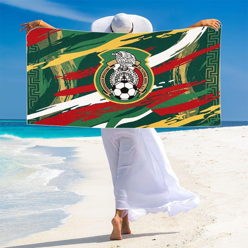 Mexican Football Federation Print Beach Towel, Large Soft Quick Dry Towel for Beach Camping Swimming