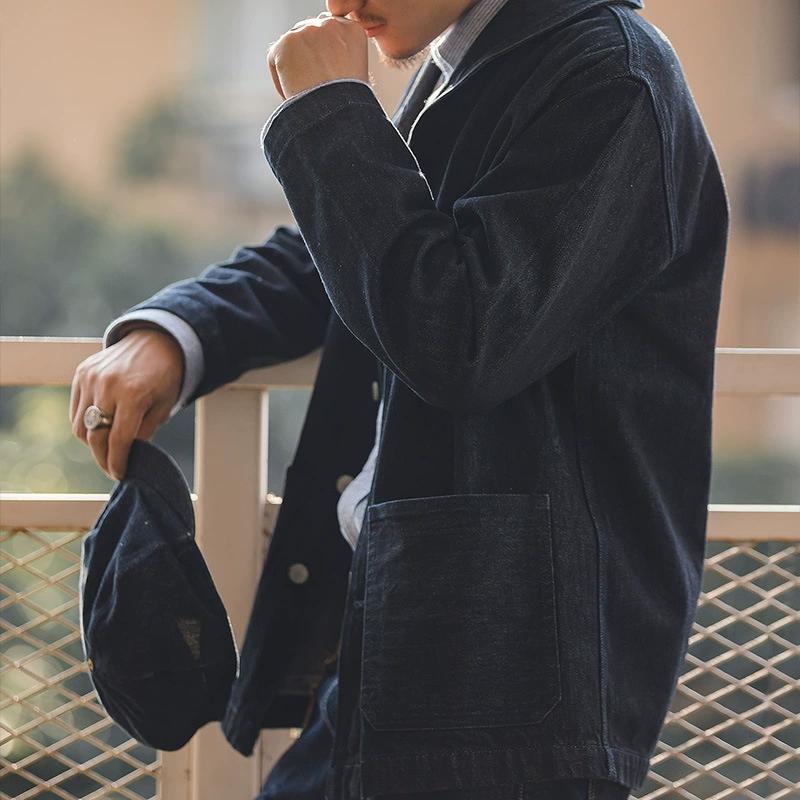 Maden Workwear, американская повседневная джинсовая куртка из стираного денима, винтажная синяя джинсовая куртка Amikaji для мужчин
