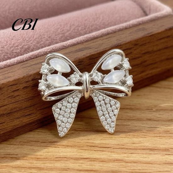 Women Lapel Pins Rhinestone Bow Brooch, Cat Eye Stone Bowknot Pin, Sweater Delicate Suit Collar Brooches Cardigan Coat Suits Clothing Accessories,