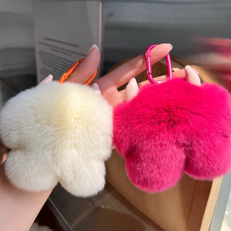 Милый брелок-подвеска для ключей от машины из меха кролика рекс, теленка, плюшевая кукла, подвеска для сумки, подарок