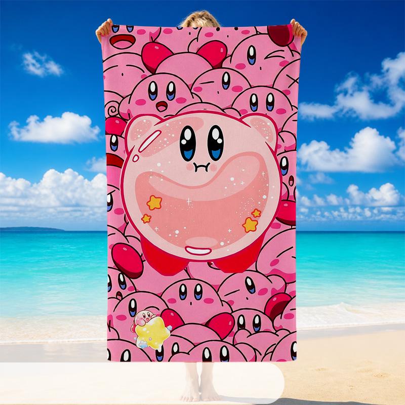 Quick Dry Beach Towel Kirby Pattern, Lightweight Absorbent Towel for Pool Beach Vacation Use