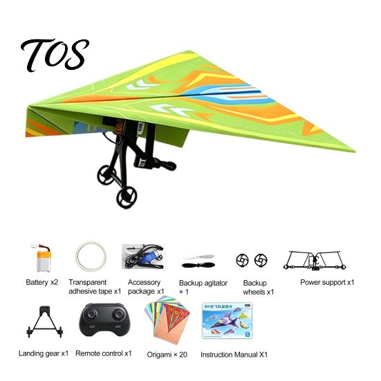Assembled Plane Set Remote Control Paper Airplane Kit, with Gyro Stabilizer, Dual Propellers, DIY Electric Easy to Fly Aircraft Toy RC Set,