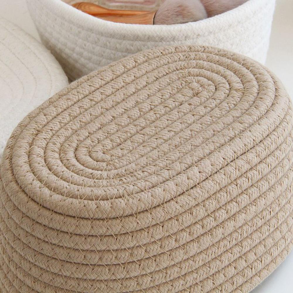 Тканые корзины Хлопковая корзина для вязания с крышкой Маленькая корзина Серые корзины Настольные корзины для хранения разной косметики Корзина для игрушек