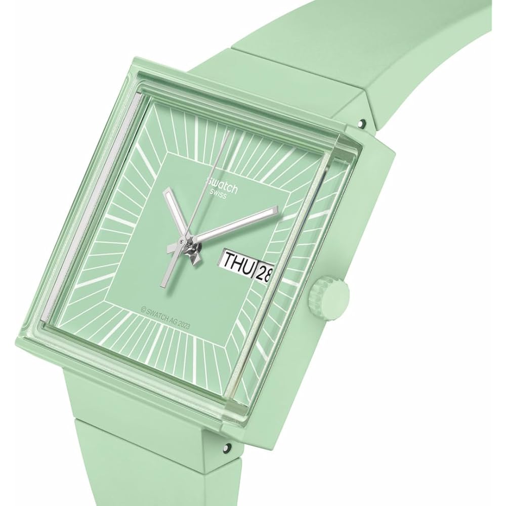 Swatch ЧТО ЕСЛИ…МЯТНЫЙ? Аналоговые часы Мятно-зеленый циферблат Корпус из нержавеющей стали Водонепроницаемость 30 м