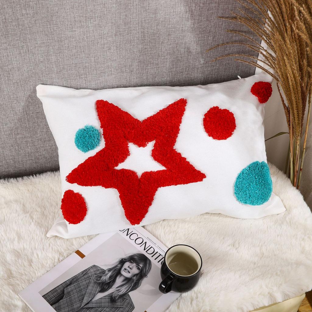 Nordic Ins Style Moroccan Tufted Pillow Bed and Breakfast Light Luxury Embroidered Cushion Removable and Washable Tassel Home Pillow Cover