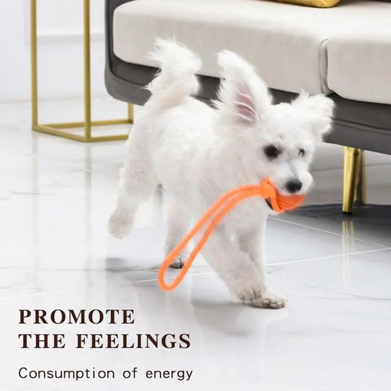 Dog Training Ball on Rope Cotton Rope Ball Toy Nontoxic Durable Interactive Dog Toy for Big Small Dogs Catching Throwing Tugging 5