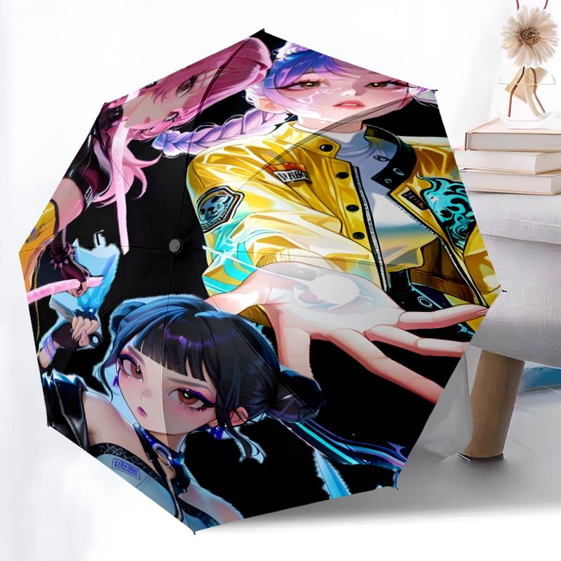 1pc Sturdy 8-Bone Auto Umbrella, Kpop Dem Umbrella, Digital Printed, Foldable Umbrella for On-the-Go Outdoor Use
