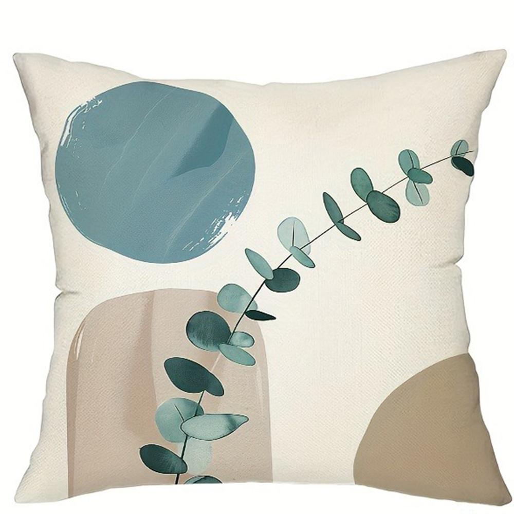 Abstract Minimalist Light Blue Geometric Leaf Pattern Printed Pillowcase Bohemian Sofa Cushion Cover Modern Home Decoration