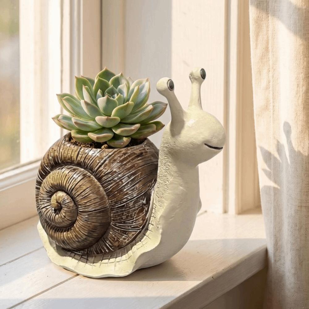 Resin Snail Flowerpot Cute Creature Planter Multi-functional Snail Planter Patio