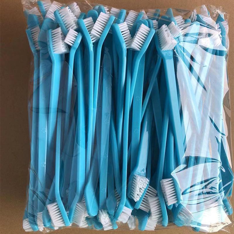 Двойная зубная щетка для домашних животных с длинной ручкой и мягкой щетиной для ухода за полостью рта собак.