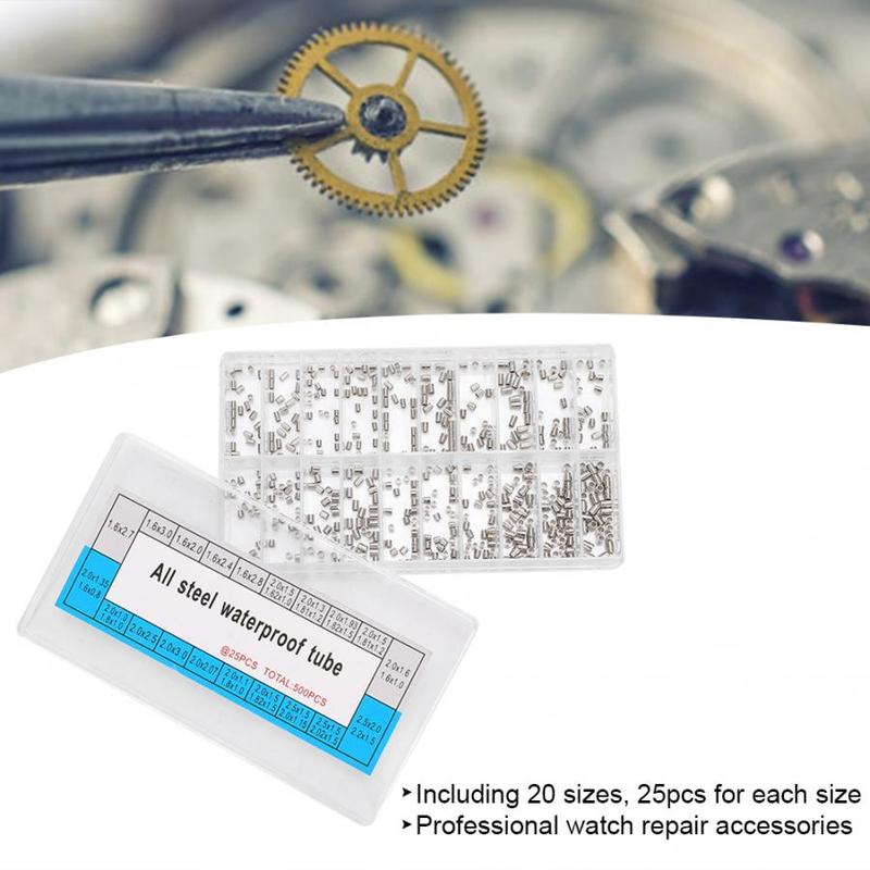 500Pcs/box 20 Sizes Watch Case Tubes Waterproof Tubes Replacement Spare Parts Watch Repair Tool Accessories Kit for Watchmaker