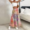 Women's Ruffled Spring Casual Long Skirt Plain Color Skirt Retro Pleated Skirt