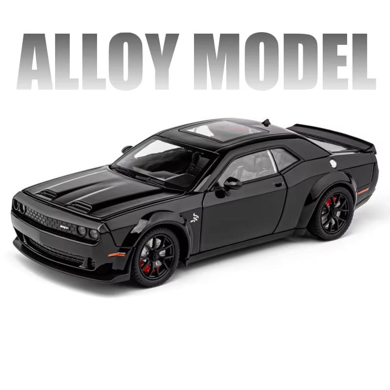 Новый 1:24 Dodge Challenger SRT Модель автомобиля из легкого сплава Литой металлический спортивный автомобиль Модель транспортного средства Коллекционная имитация Звук и свет Детская игрушка Подарок для мальчика