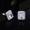New Delicate Women Stud Earrings Square Shape Shiny Cubic Zircon Luxury Earring for Party Nice Present Female Fashion Jewelry