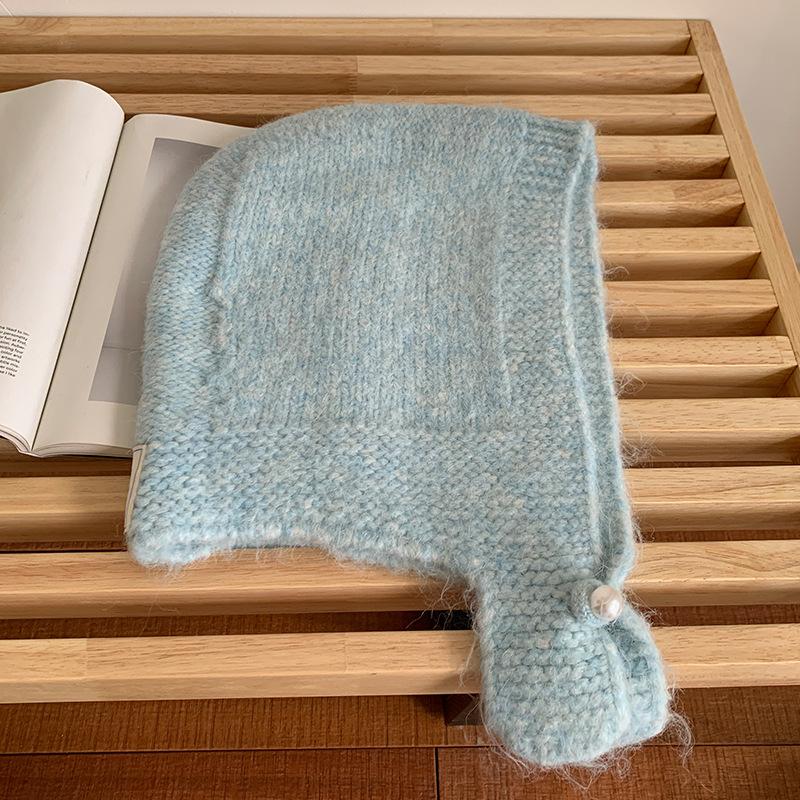 Новогодний красный шарф-шапка Цельный женский зимний в корейском стиле Теплая вязаная шерстяная шапка Защищающая уши балаклава