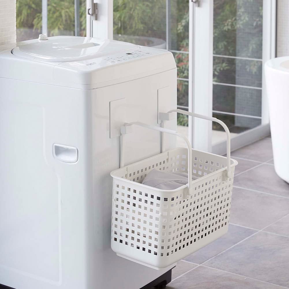 Магнитный держатель для корзины для белья Yamazaki Jitsugyo 5419, набор из 2 шт., белый, прибл.. Ш8XГ4.3XВ12см (за штуку), Плавающая башня, Организуйте