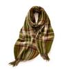 Шарф Палантин Зимний Шарф Темперамент Клетка Теплый Шарф с Бахромой Женский Средний и Длинный