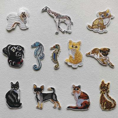 Нашивки с вышивкой животных на одежде, детская аппликация, утюг на мультяшном животном, художественная нашивка для шитья, одежда, термоклей