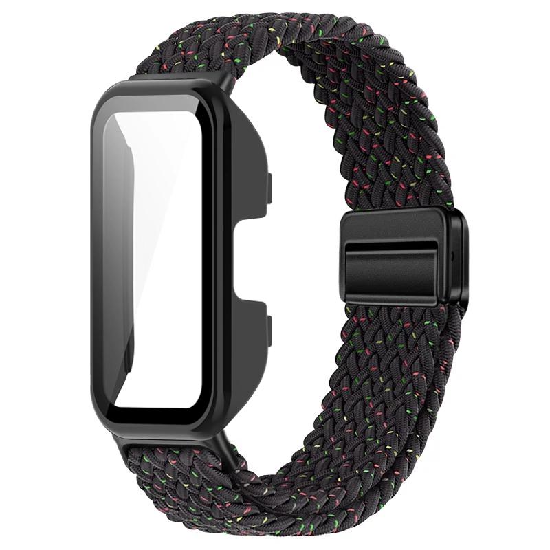 Чехол для ПК + Плетеная нейлоновая петля-ремешок для Huawei Band 10 9 8 Магнитный браслет-ремешок для Huawei Band 10 9 Защитный корпус Ремешок для часов