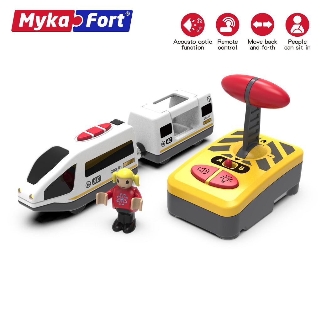 Маленький игрушечный поезд, железнодорожный вагончик, электрический локомотив с дистанционным управлением, магнитная деревянная дорожка