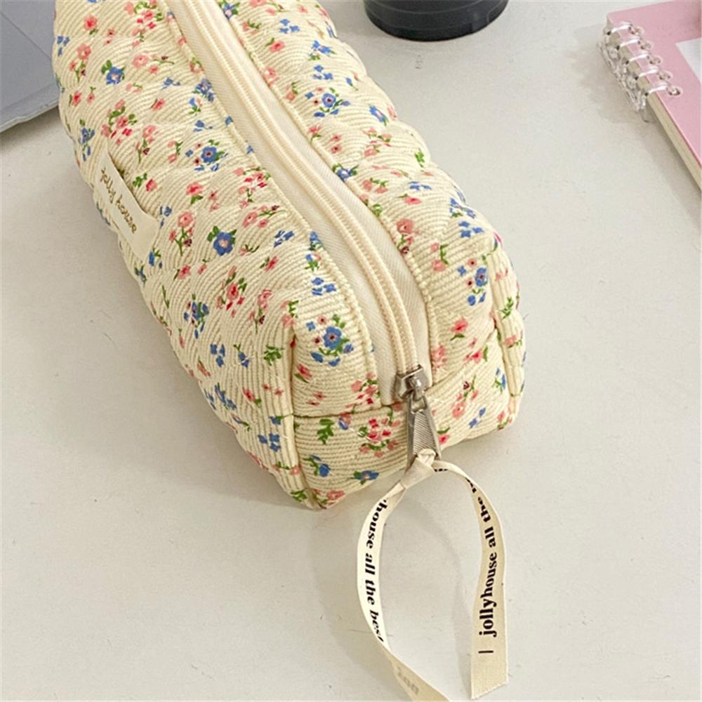 Cute Floral Pencil Bags Korean Style Cosmetics Storage Bag Vintage Multi-Functional Handbag