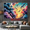 2D Dreamy Sunset Photo Booth Backdrop with Vibrant Abstract Clouds