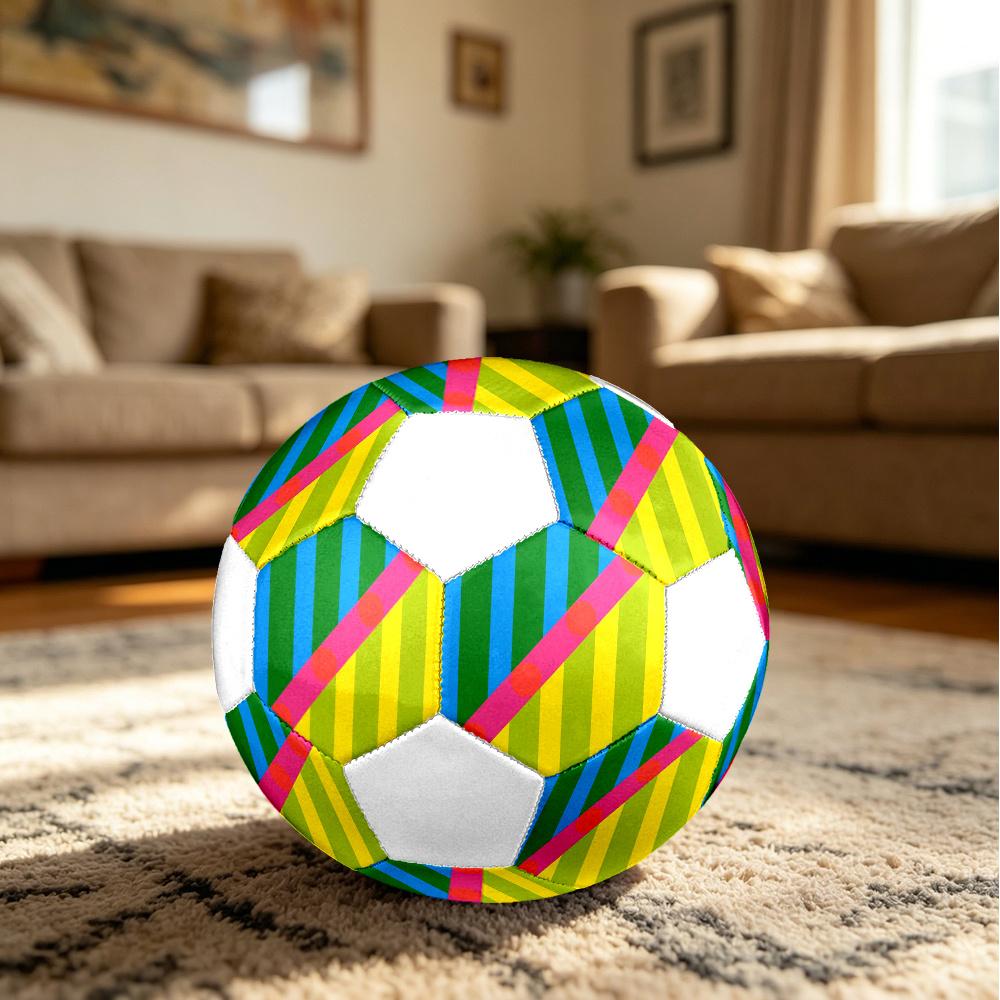 1pc Colorful Stripes Circles Outdoor Sports Football, Size 5, Comfortable And Durable Feel,Gift yy79