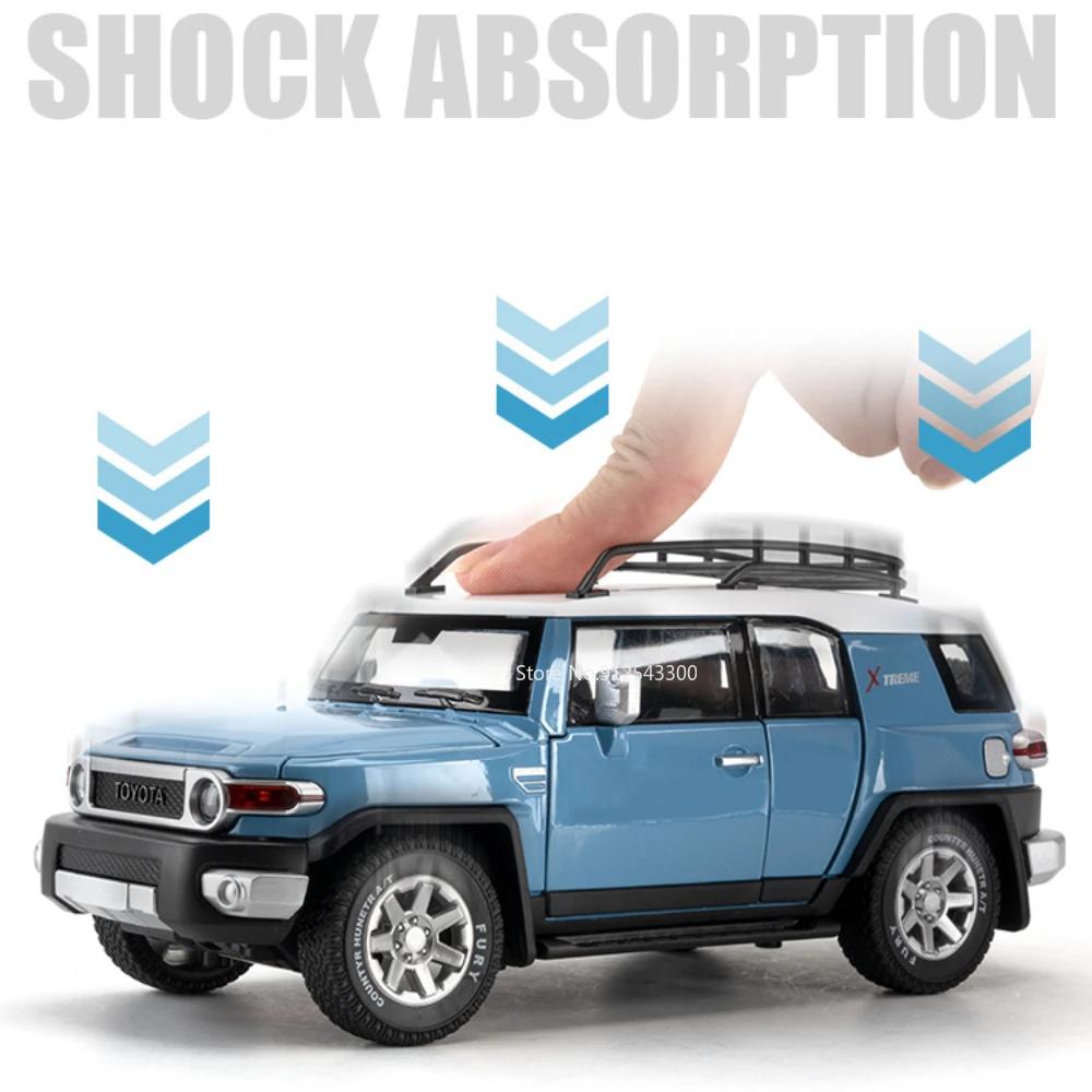 1:24 FJ Cruiser Prado LC250 Car Model Toy Metal Diecast Sound Light Shock Absorption Off-road Vehicle Simulation Boys Gifts