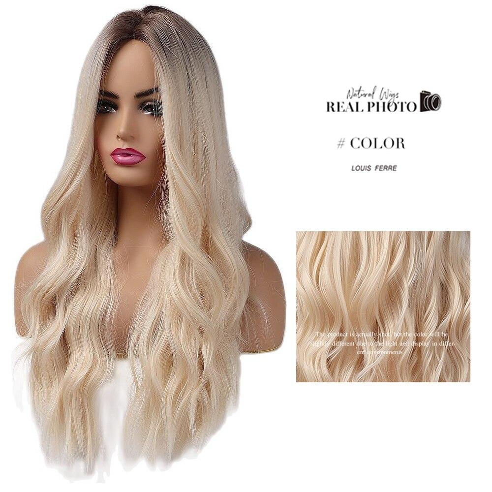 ALAN EATON Длинные волнистые платиновые блондинки синтетические парики для белых женщин, натуральные средние части, косплей, свадебные волосы, термостойкие парики