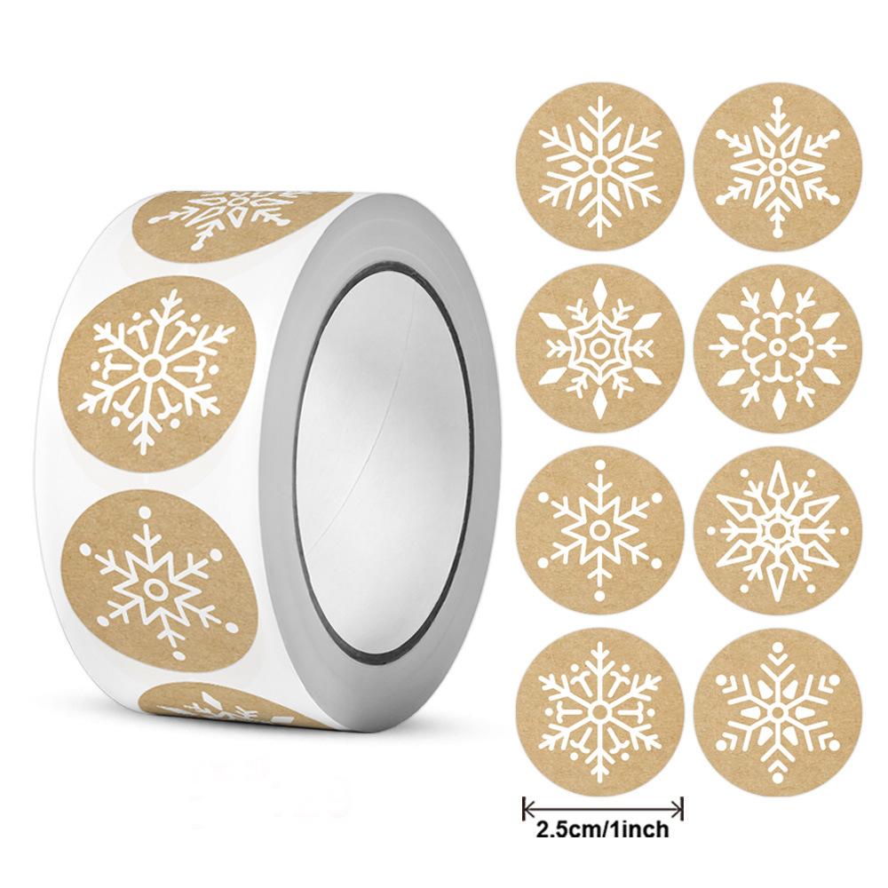 100-500pcs Kraft Paper Christmas Stickers New Year Thank You Stickers Christmas Decoration For Card Gift Box Package 1inch