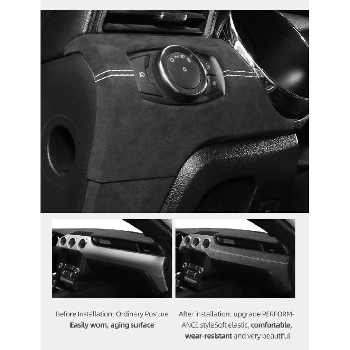 For Ford Mustang 2015-2023 Made of Alcantara Car Interior Dashboard Panel Trim Strips Instrument Stickers Tuning Accessories