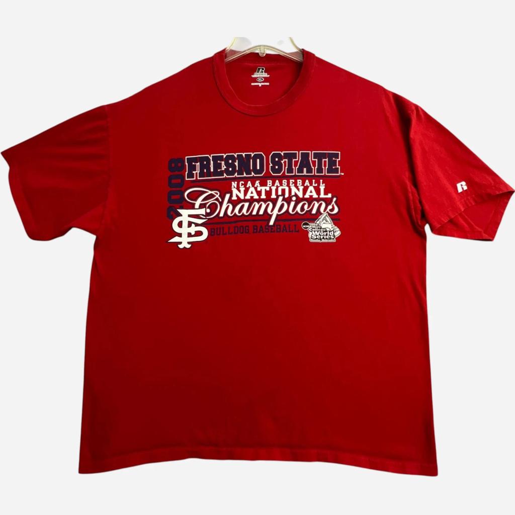 Fresno State National Champions T Shirt 2008 Baseball Mens XL Red Bulldogs Tee