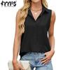 Women's Fashion Casual Summer Spring Solid Color Print Sleeveless POLO Neck Blouses & Shirts
