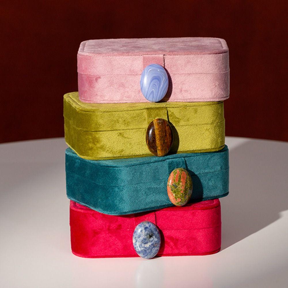 Large Capacity Velvet Jewelry Box Exquisite Necklace Storage Box Jewelry Organizer Case  Travel Use