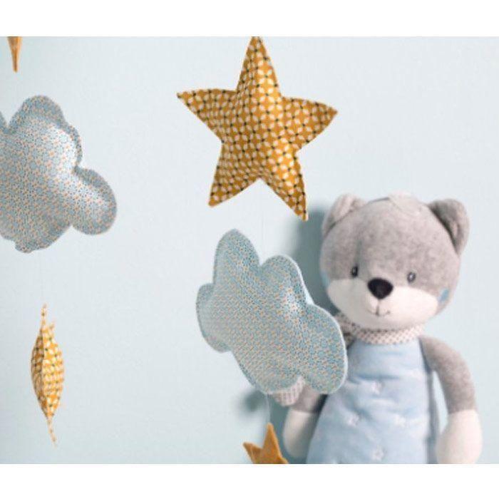 Coupon de tissu coton Crafty cotton - Ronds bleus - Fond Blanc - 45 x 55 cm - ARTEMIO