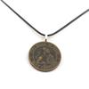 Stones and Minerals. Spain 10 Centimos Coin Necklace Black Cord.