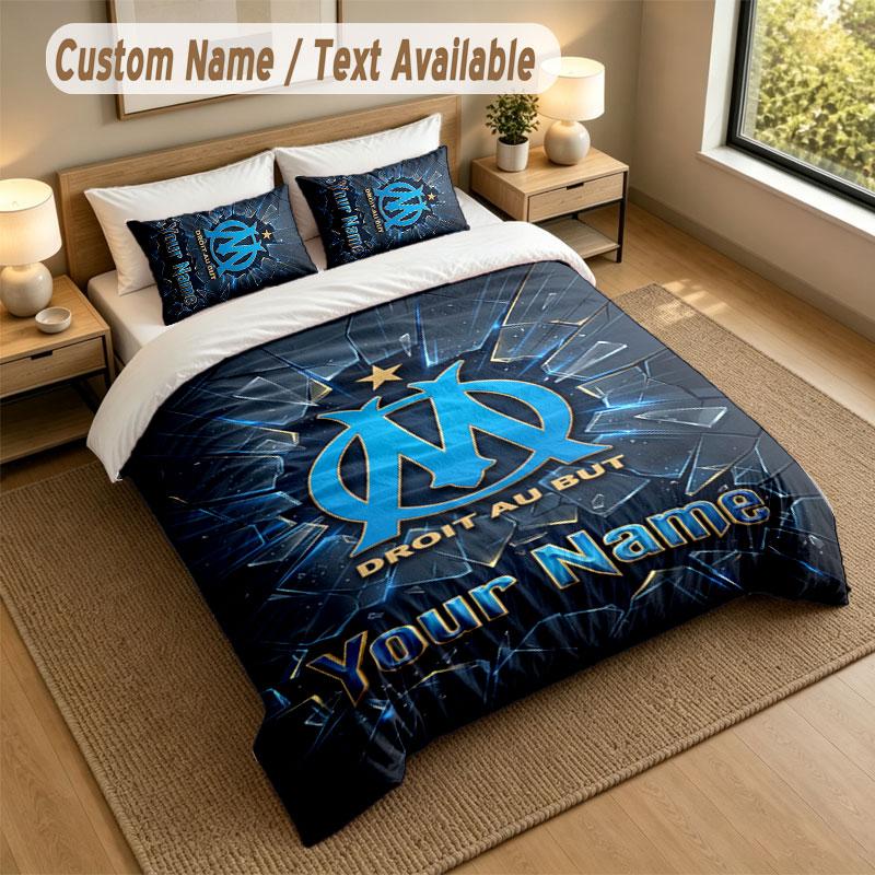 Bedding Set 1 Duvet Cover 2 Pillowcases Olympique Marseille FC Print Soft Bed Linen Bedroom Decor
