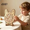Decorative Puzzle Piece Wooden Animal Jigsaw Puzzle, Pig Rabbit Theme Difficult Toy Challenge Game, Kids Adults for Desk Decoration Educational Game