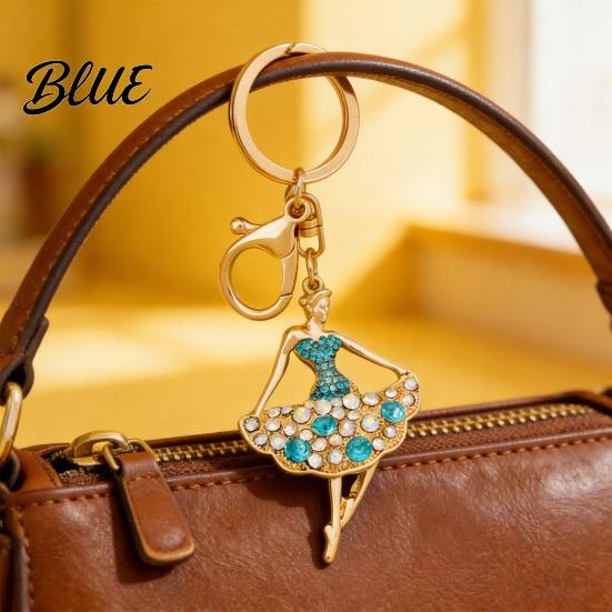 Sparkling Keychain Ballerina Rhinestones Ballet Dancer Key Ring for Women