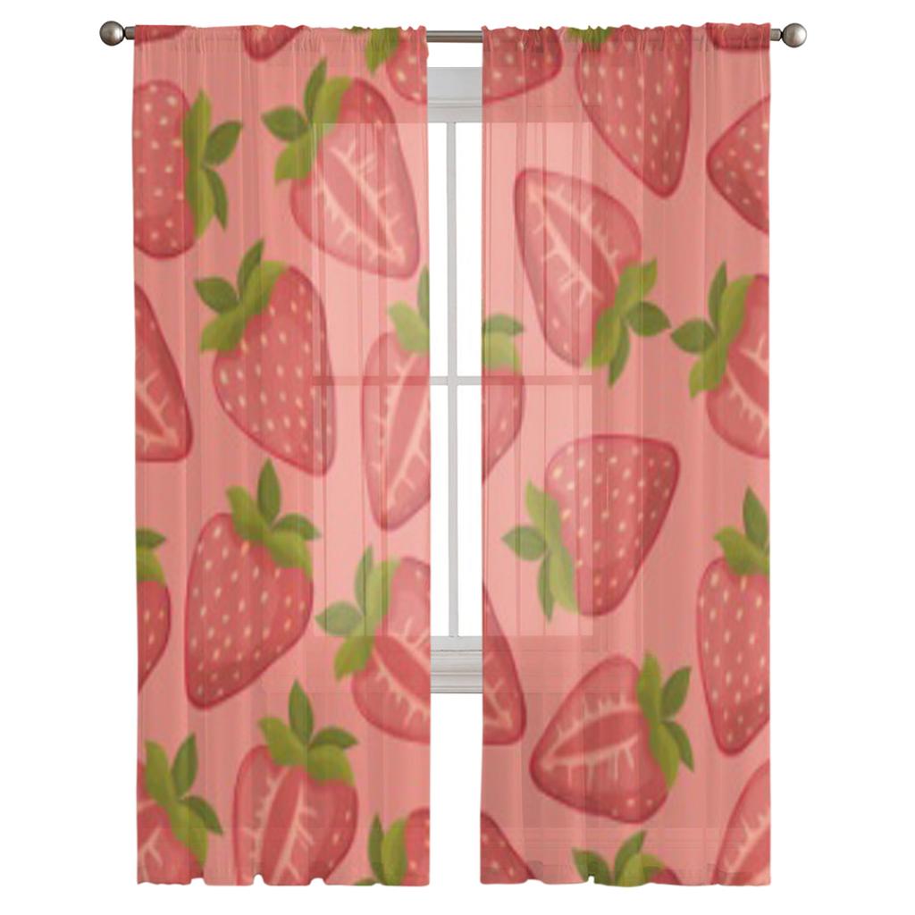 Клубнично-розовые роскошные шифоновые прозрачные шторы для гостиной, спальни, украшения, оконная вуаль, тюлевая занавеска