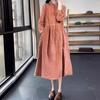 Весна 2025 года, новое литературное и ретро-китайское платье с воротником-стойкой, свободное, повседневное, темпераментное, универсальное, вельветовое платье