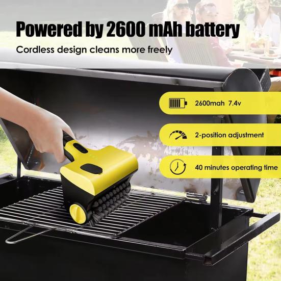 Электрическая щетка для гриля Беспроводная щетка для барбекю Перезаряжаемая щетка для чистки гриля для барбекю Вращающаяся на 360 градусов чистящая щетка для эффективной очистки
