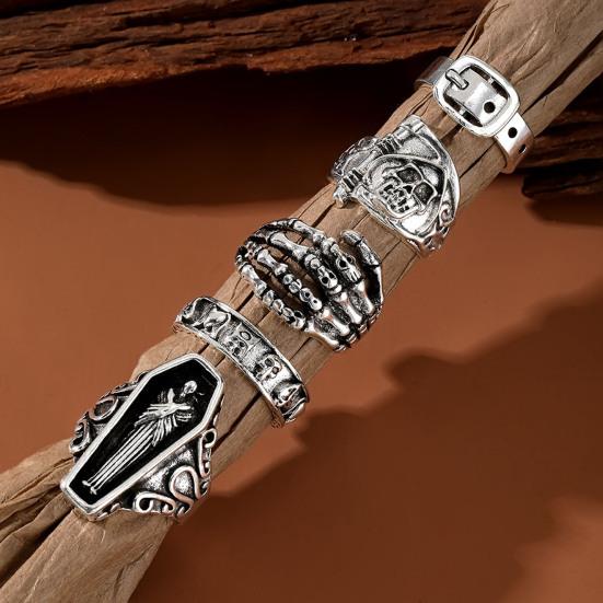 5 Pcs/Set Ring Set Stackable Punk Style Vintage Different Shapes Sickle Finger Decoration Jewelry Joint Finger Statement Rings Lady Gift